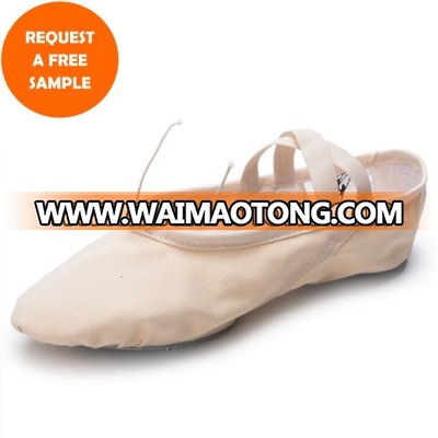 7000002 Children Wholesale Canvas Upper Leather Sole Ballet Shoes